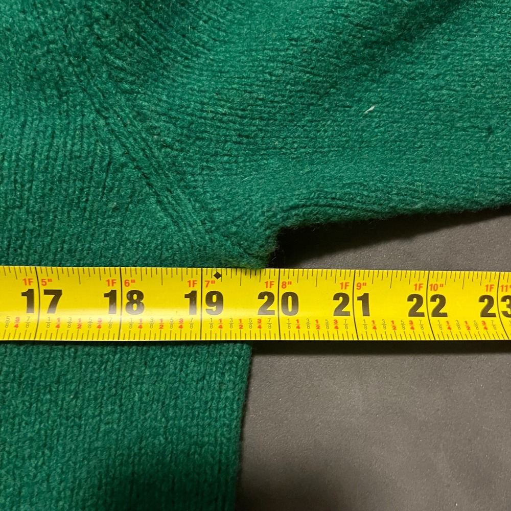 VTG 90s Polo Ralph Lauren Merino Angora Green Sweater Suede Elbow Patches Mens S - Picture 6 of 7